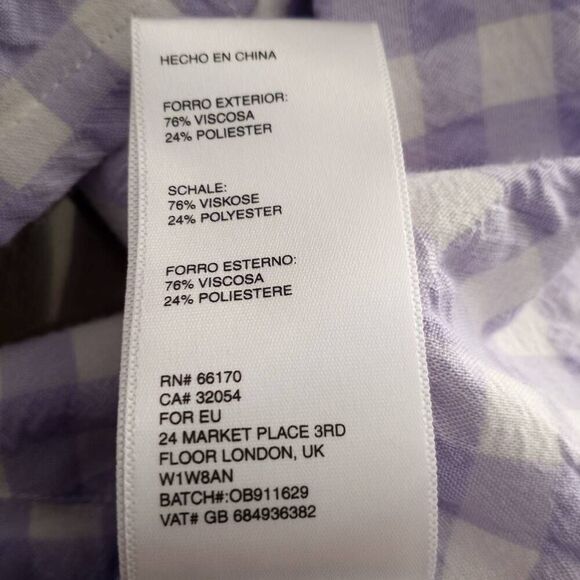 URBAN OUTFITTERS LAVENDER GINGHAM PRINT CROP BUTTON DOWN SHIRT SZ.M EUC. - Picture 5 of 6